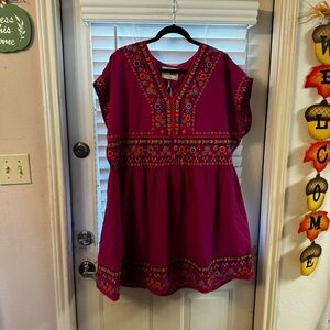 Savanna Jane Magenta Dress with Multicolor Embroidery